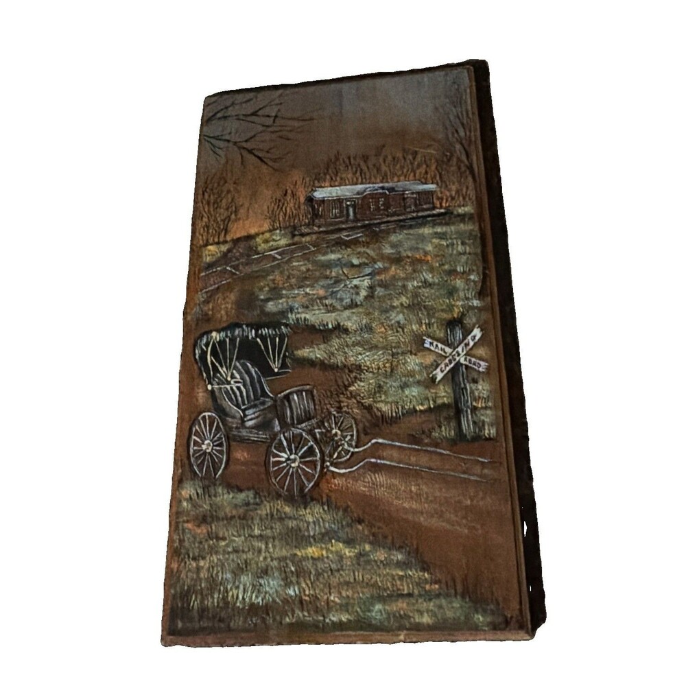 Mid-Century Hand-Carved WoodWall Plaque - Rustic Americana Folk Art 20.5x11